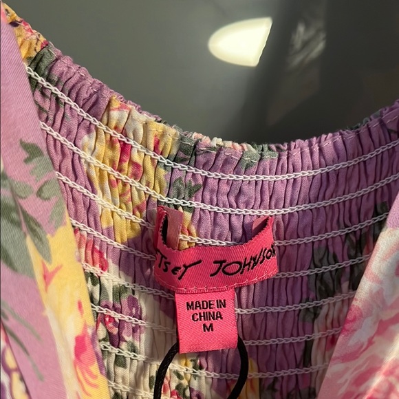 Betsey Johnson Pink and Yellow Bishop Sleeve Sundress - Picture 3 of 8